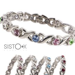 Sisto-X Ladies Copper Alloy Magnetic Faux Gem Crystals Bracelet 10 Magnets