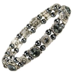 Ladies Magnetic Hematite Crystals Bracelet Pretty Colours Free Gift Box-Smokey Grey