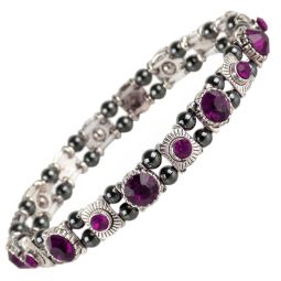 Ladies Magnetic Hematite Crystals Bracelet Pretty Colours Free Gift Box-Amethyst