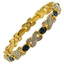 Ladies Magnetic Bracelet Faux Crystals Magnets Sapphire