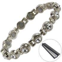 Sisto=X Magnetic Bracelet Faux Clear Crystals Magnets Health 