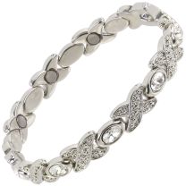 Ladies Sisto-X Magnetic Therapy Bracelet Silver Colour Clear Faux Gems Gift Boxed