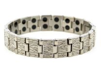 Mens Copper with Chrome Finish Titanium Magnetic Bracelet Ultra Light Design Health 36 Magnets Therapy