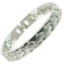 Stylish Copper Alloy with Chrome Finish Bracelet Hi Strength NdFeB 16 Magnets Single Row Therapy