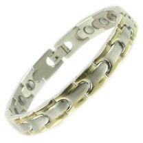 Stylish Magnetic Copper Alloy with Gold & Chrome Finish Bracelet Hi Strength NdFeB Ladies 10 Magnets Single Row Therapy