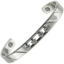 SISTO-X Magnetic Therapy Bangle/Bracelet  Chrome Finish Floating Crystals 