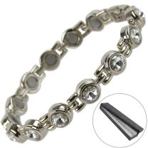Ladies Magnetic Bracelet Faux Clear Crystals Magnets Health Therapy Free Gift Box