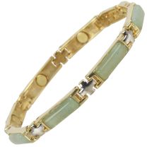 Ladies Magnetic Bracelet Faux Gemstones Magnets Jade Green