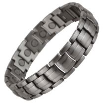 Stylish Magnetic Copper Alloy with Gun Metal Finish Barrel Design Bracelet Hi Strength NdFeB 21 Magnets Single Row Therapy