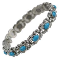 Ladies Magnetic Bracelet Faux Gemstones Magnets Turquoise Blue