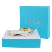 Slim Magnetic Bangle/Bracelet Copper with Gold & Chrome Finish Elegant Half & Half 6 Magents