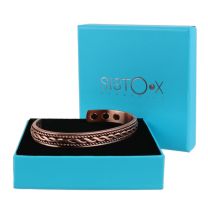 Slim Magnetic Therapy Bangle/Bracelet Copper Plait Design 6 Magnets Health NdFeB