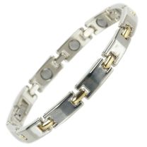 Stylish Magnetic Copper Alloy with Gold & Chrome Finish Bracelet Hi Strength NdFeB Ladies 10 Magnets Single Row Therapy