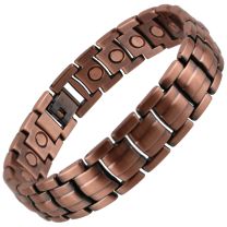 Stylish Magnetic Copper Alloy Barrel Design Bracelet Hi Strength NdFeB 21 Magnets Single Row Therapy