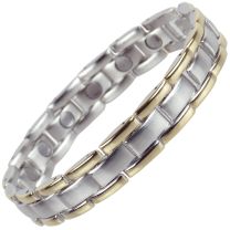 Stylish Magnetic Copper Alloy with Gold & Chrome Finish Bracelet Hi Strength NdFeB 15 Magnets Single Row Therapy