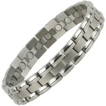 Mens SISTO-X Silver Finish Titanium Magnetic Bracelet 22 Magnets Therapy