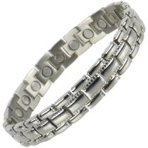 Mens Copper with Chrome Finish Titanium Magnetic Bracelet Health 22 Magnets Therapy