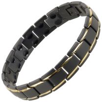Sisto-X Mens/Ladies Titanium Bracelet in Black/Gold Peru Therapy Neodymium