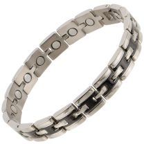 Sisto-X Mens Ladies 2 Tone Titanium Magnetic Therapy Bracelet NdFeB Boxed