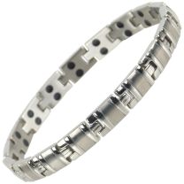 Sisto-X Ladies Titanium Magnetic Bracelet with Chrome Finish Stylish 34 NdFeB Magnets Health Therapy