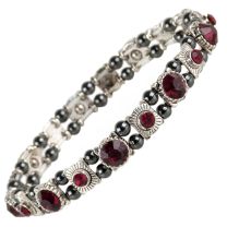 Ladies Magnetic Hematite Crystals Bracelet Pretty Colours Free Gift Box-Ruby