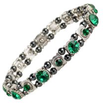 Ladies Magnetic Hematite Crystals Bracelet Pretty Colours Free Gift Box-Emerald