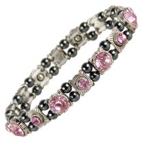 Ladies Magnetic Hematite Crystals Bracelet Pretty Colours Free Gift Box-Rose