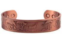 Chunky Copper Magnetic Bracelet/Bangle Unicorn Design 6 Magnets Health Rare Earth NdFeB