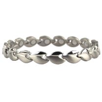 Ladies Titanium Magnetic Bracelet with Chrome Finish Hearts Design Stylish Magnets Health Therapy