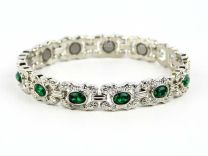 Ladies Magnetic Bracelet Faux Crystals Magnets Emerald Green