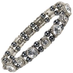 Ladies Magnetic Hematite Crystals Bracelet Pretty Colours Free Gift Box-Clear