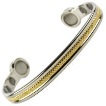 Super Strong MAGNETIC Bracelet/Bangle Gold & Chrome Patterned DESIGN 6 Magnets Health Rare Earth NdFeB