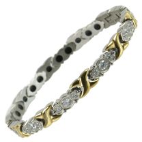 Ladies Titanium Magnetic Bracelet with Gold & Chrome Crystals Finish Stylish Magnets Health Therapy