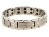 Mens Chrome & Brushed Steel Finish Titanium Magnetic Bracelet Health Magnet Therapy