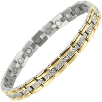 Ladies Sisto-X Titanium Magnetic Bracelet with Gold & Chrome Finish Magnet Therapy 