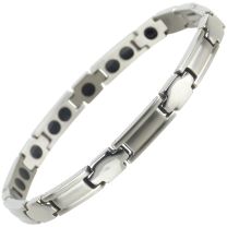 Ladies Titanium Magnetic Bracelet with Chrome Finish Stylish 22 NdFeB Magnets Health Therapy