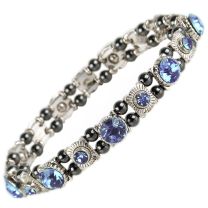 Ladies Magnetic Hematite Crystals Bracelet Pretty Colours Free Gift Box-Topaz