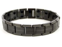 Mens Copper with Jet Black Finish Titanium Magnetic Bracelet Health Magnets Therapy